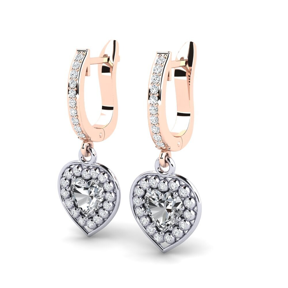 14ct White & Rose Gold White Zircon Women's Earring Micheila