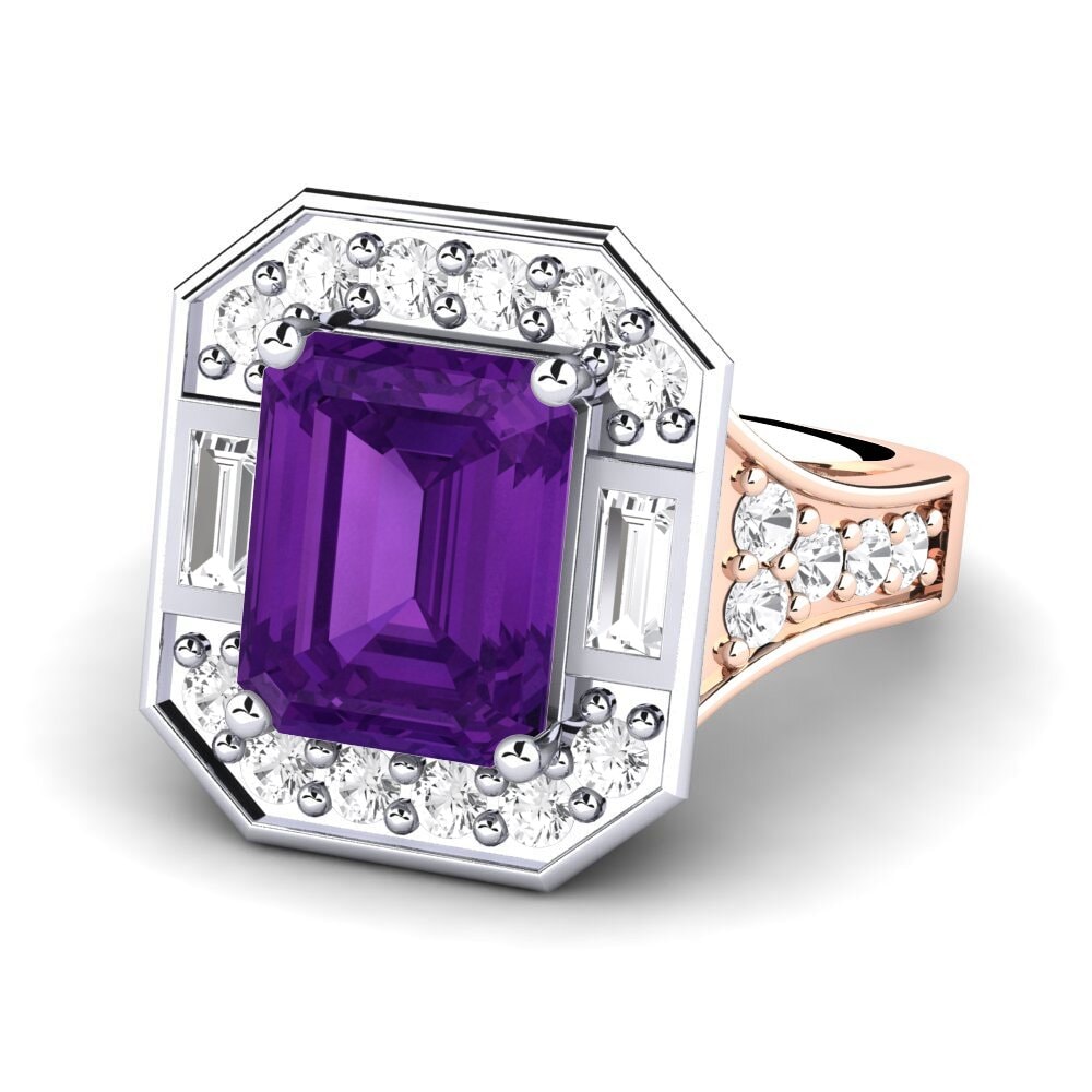14k Rose & White Gold Amethyst Engagement Ring Micheyla