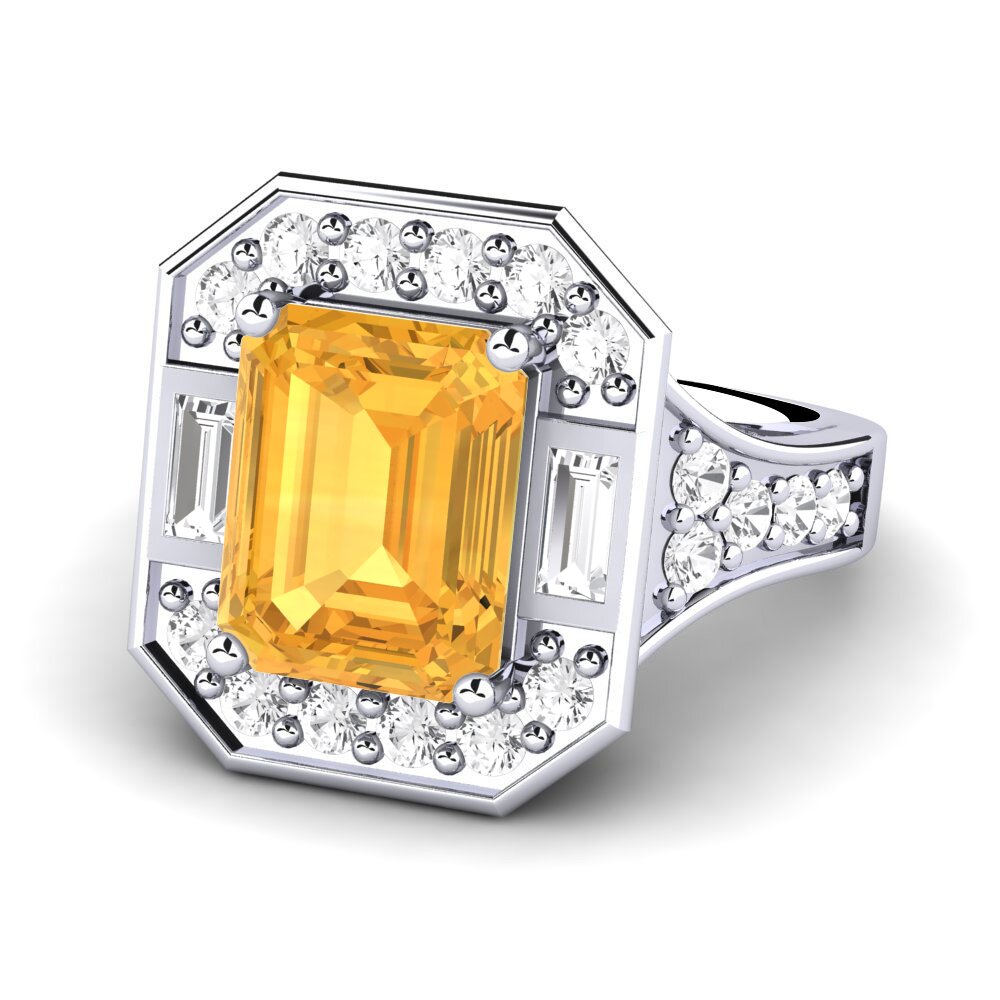 White Silver Citrine Engagement Ring Micheyla
