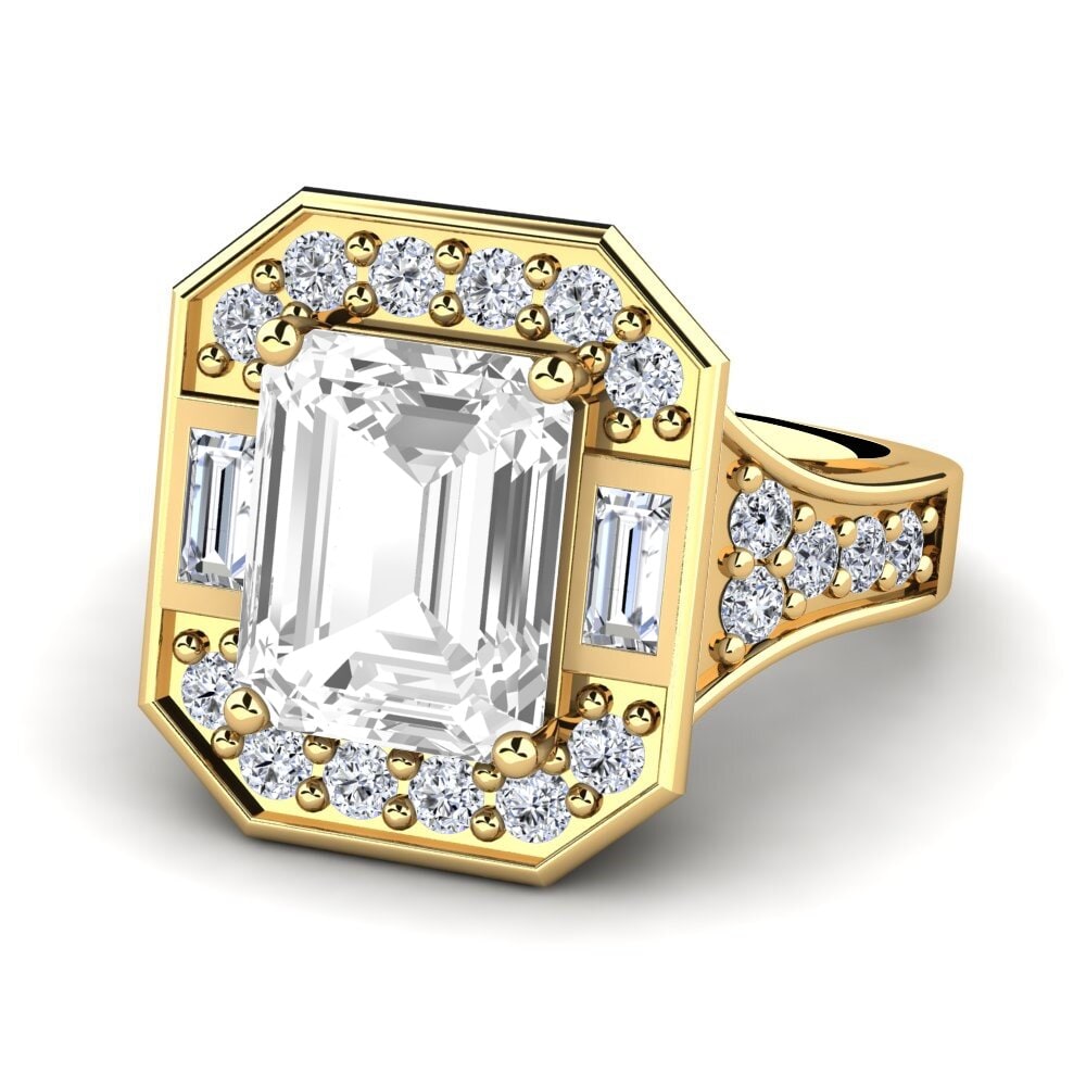 9k Oro Amarillo Topacio blanco Anillo de compromiso Micheyla