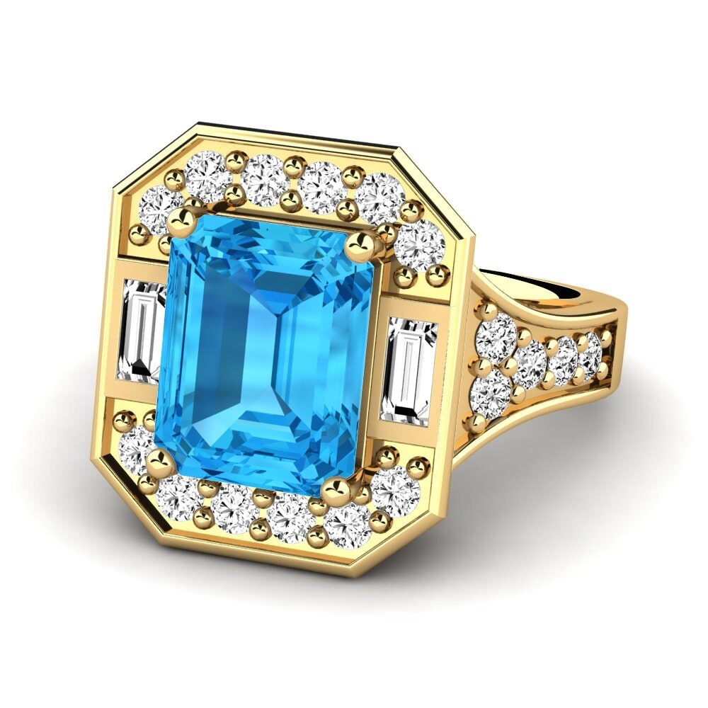 9k Oro Amarillo Topacio azul Anillo de compromiso Micheyla