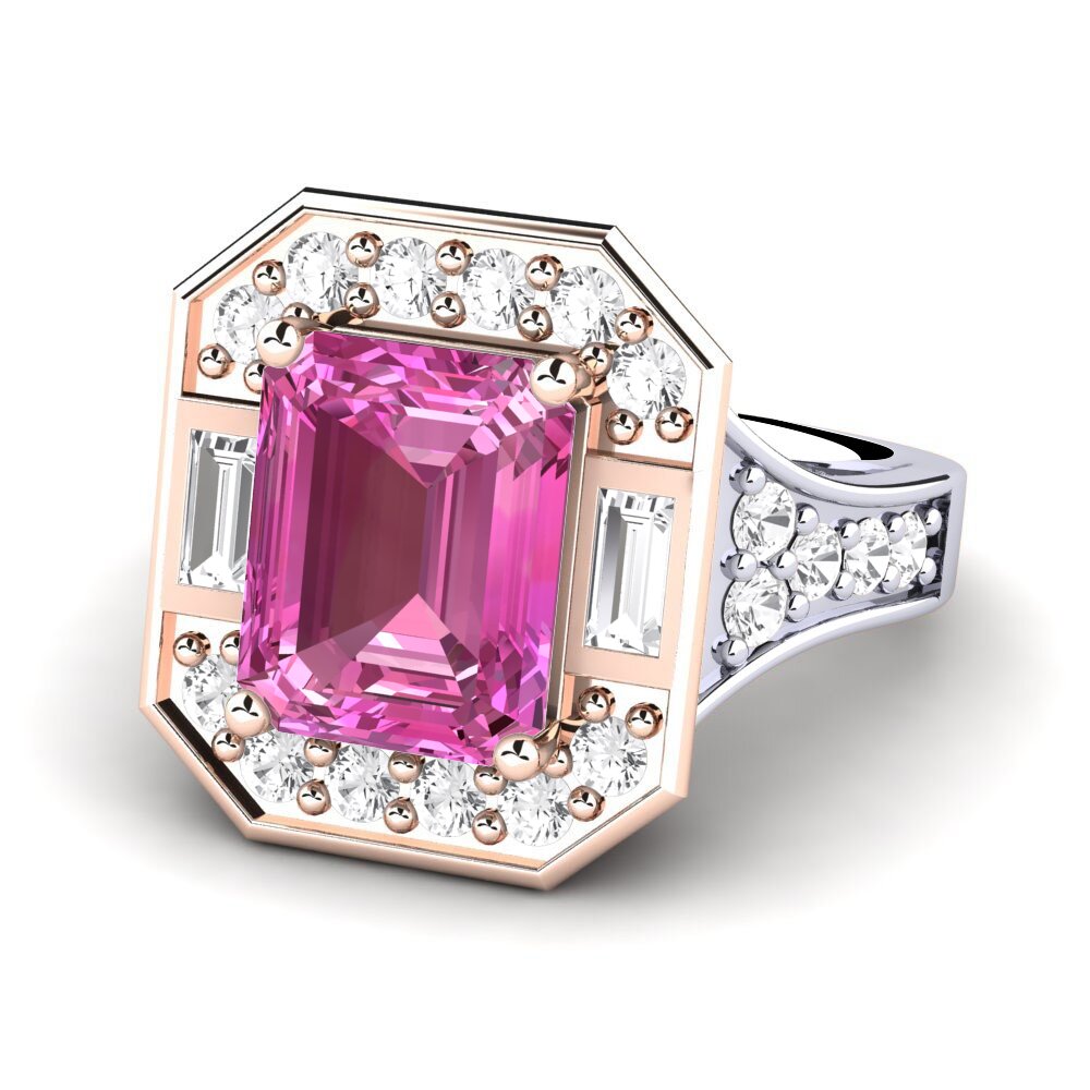 14k White & Rose Gold Pink Topaz Engagement Ring Micheyla