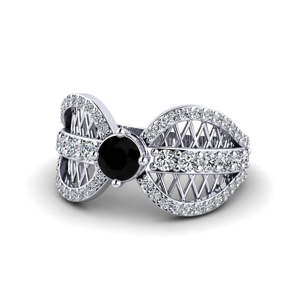 White Silver Black Onyx Women's Ring Migea