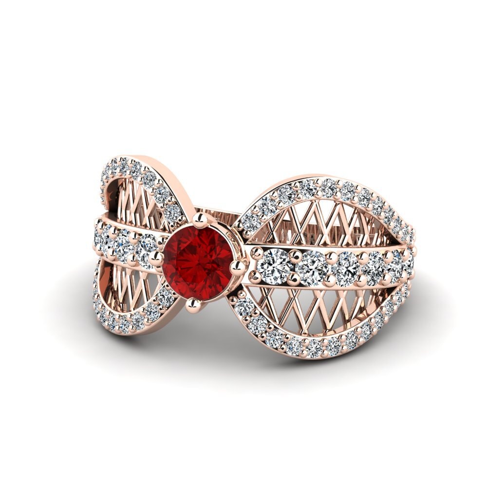 18ct Rose Gold Ruby (Lab Created) Women's Ring Migea