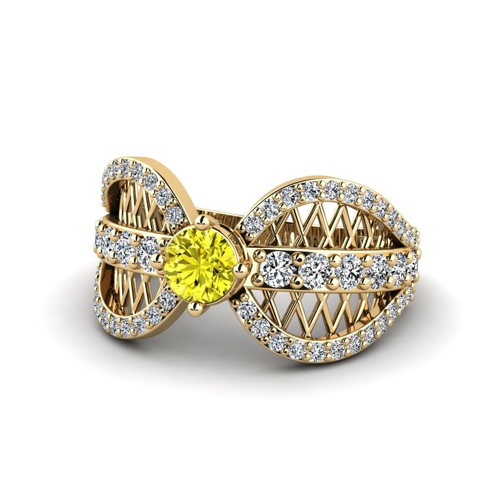 Diamante Amarelo Anel Feminino Migea
