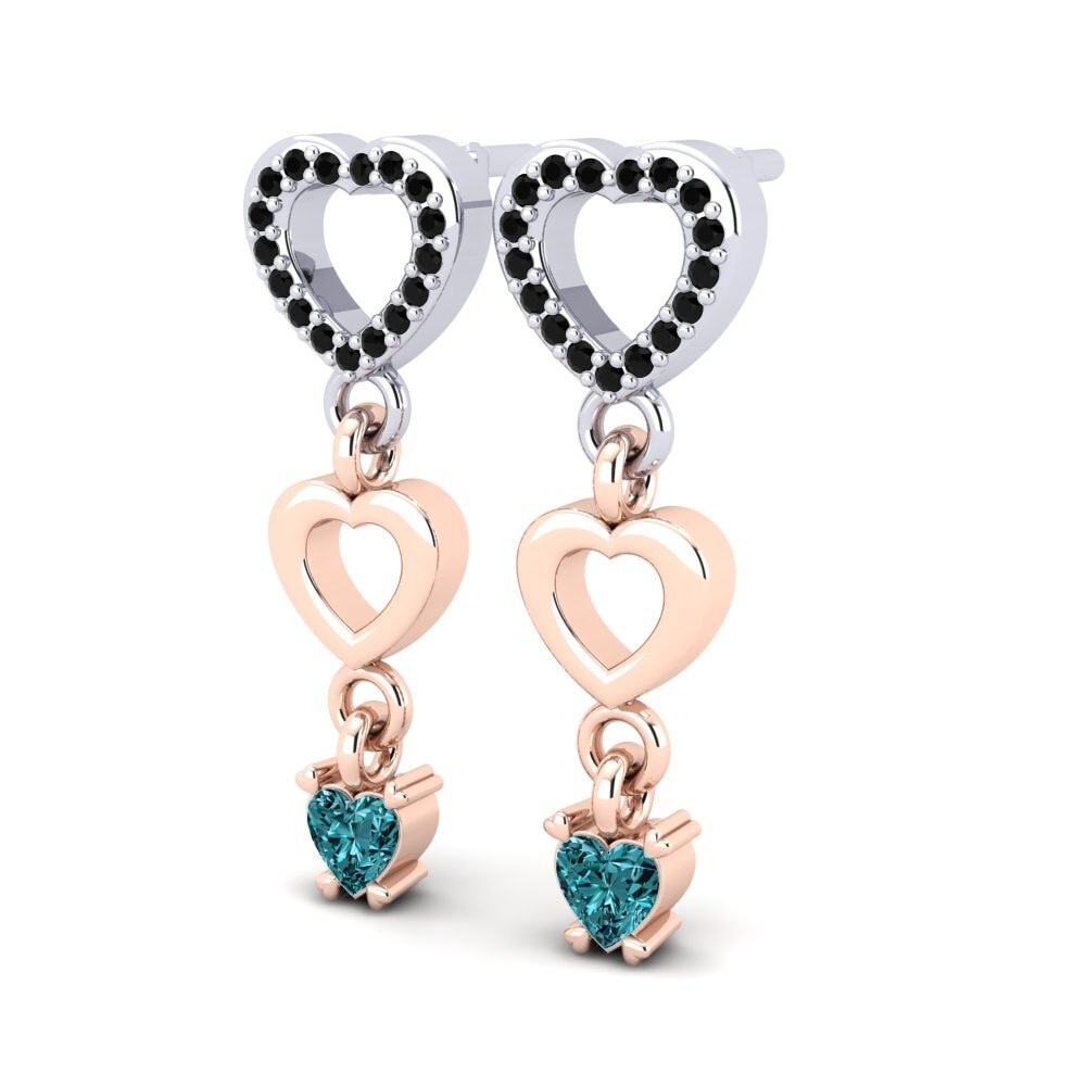 Oro Rosso & Bianco 375 Diamante Blu Orecchino da donna Mikalina