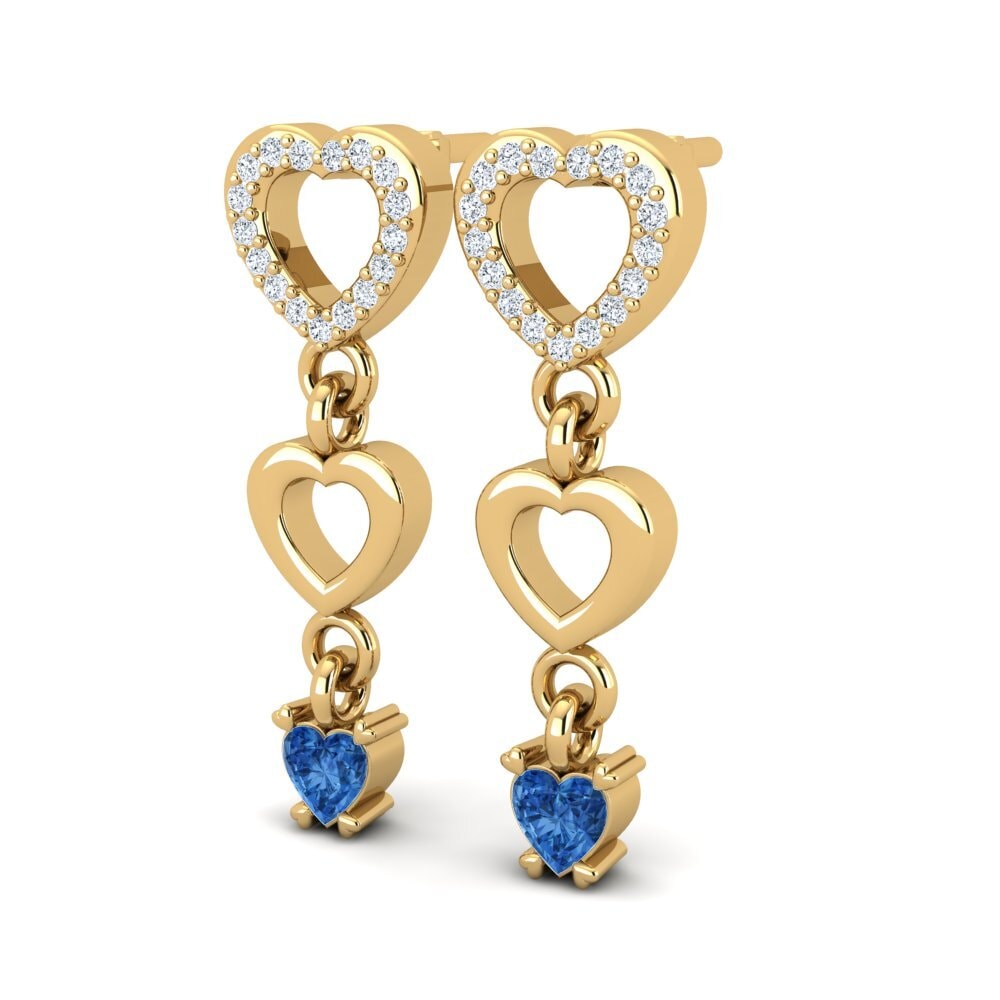 Corazón Circonita Azul Oscuro Pendiente de mujer Mikalina