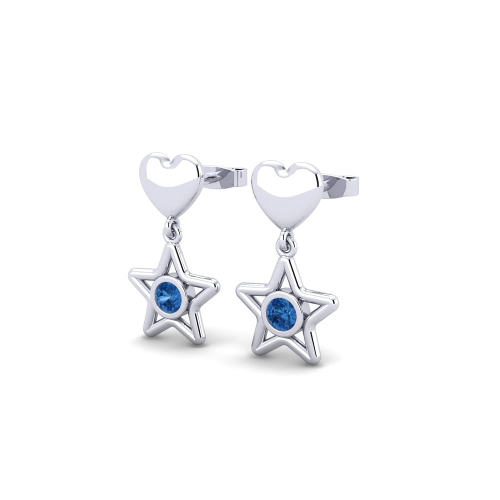 Donker Blauwe Zirkoon Dames Oorbellen Milieu
