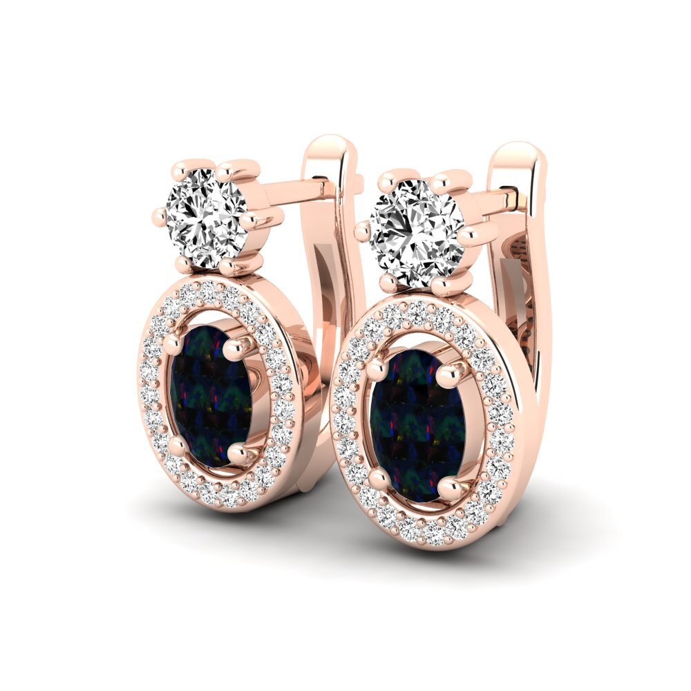 18ct Rose Gold Black Opal Women's Earring Mimi