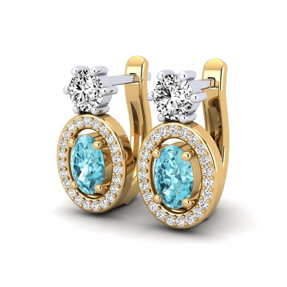 18ct Yellow & White Gold Blue Zircon Women's Earring Mimi
