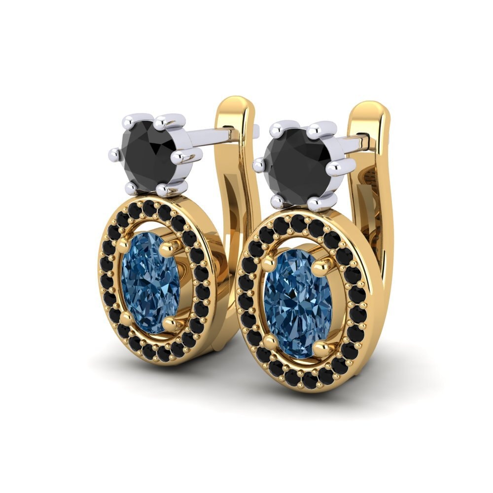 9ct Yellow & White Gold Blue Diamond Women's Earring Mimi