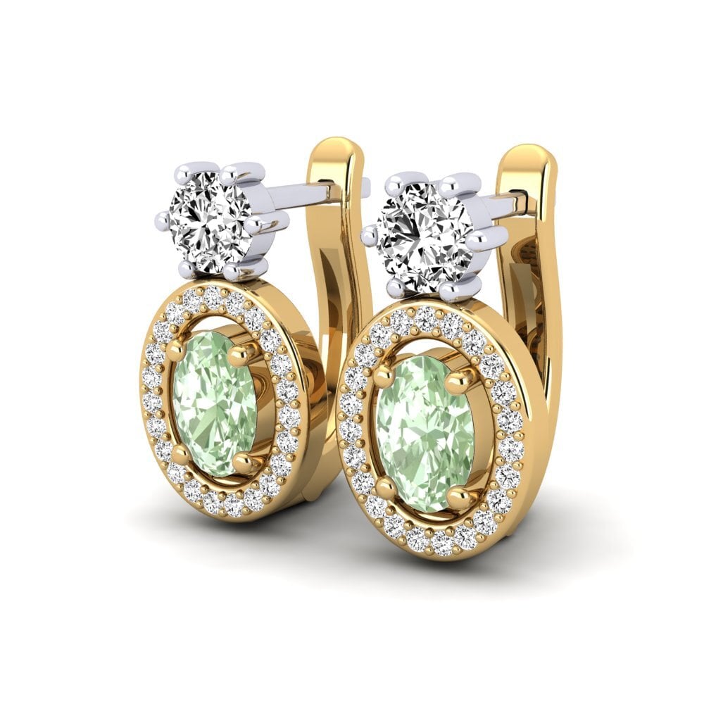 14ct Yellow & White Gold Green Amethyst Women's Earring Mimi