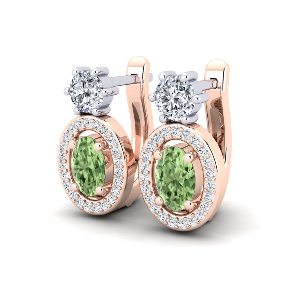 14ct Rose / White Gold Green Sapphire Women's Earring Mimi