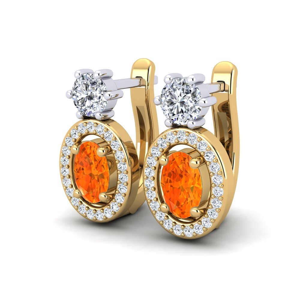 14K Yellow & White Gold Orange Sapphire Earring Mimi