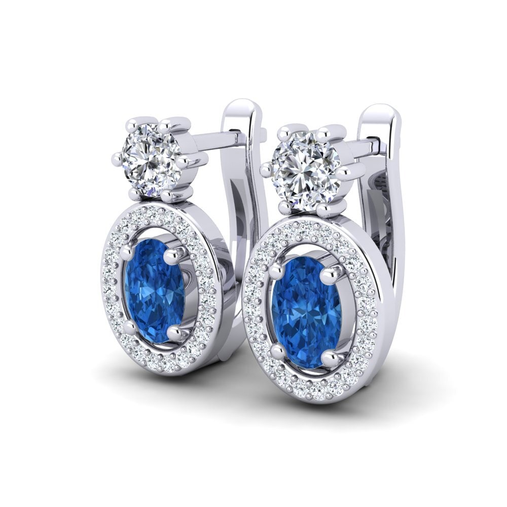 Ovalado Circonita Azul Oscuro Pendiente de mujer Mimi