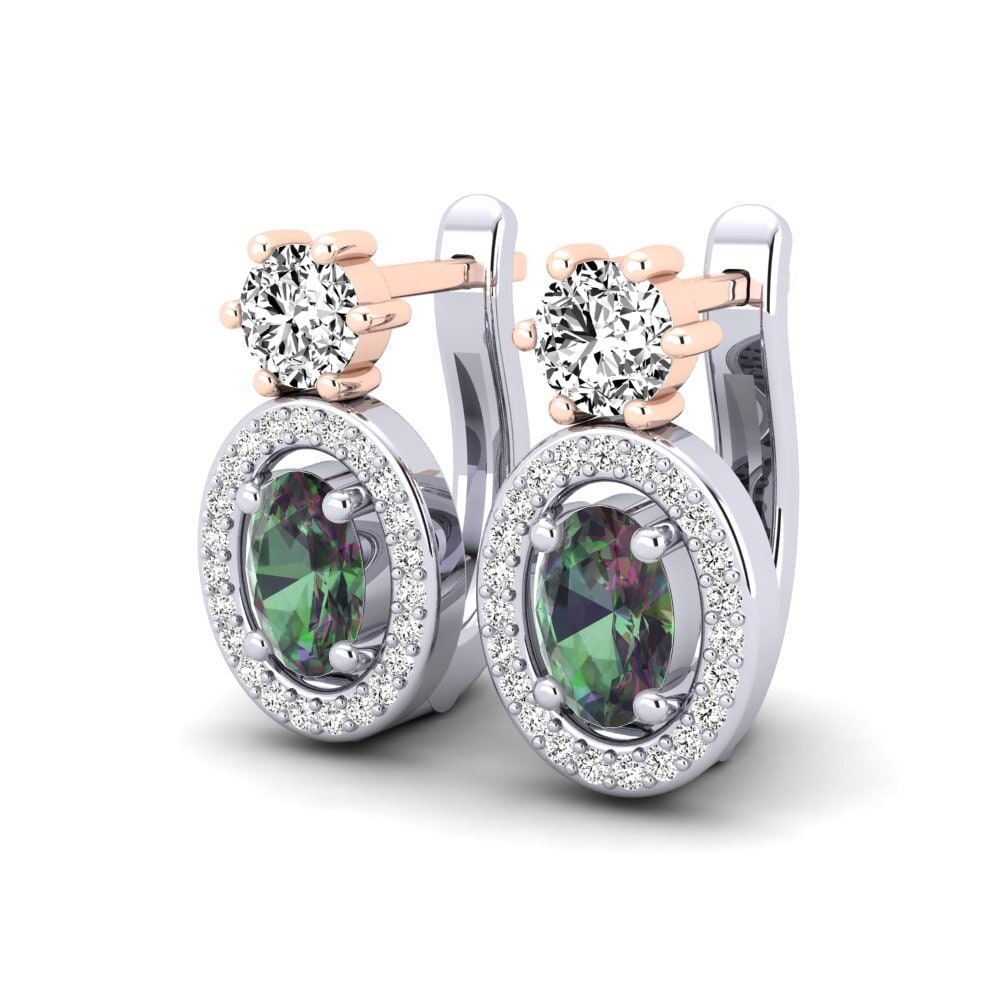 14k Oro Blanco & Rosa Topacio Místico Pendiente de mujer Mimi