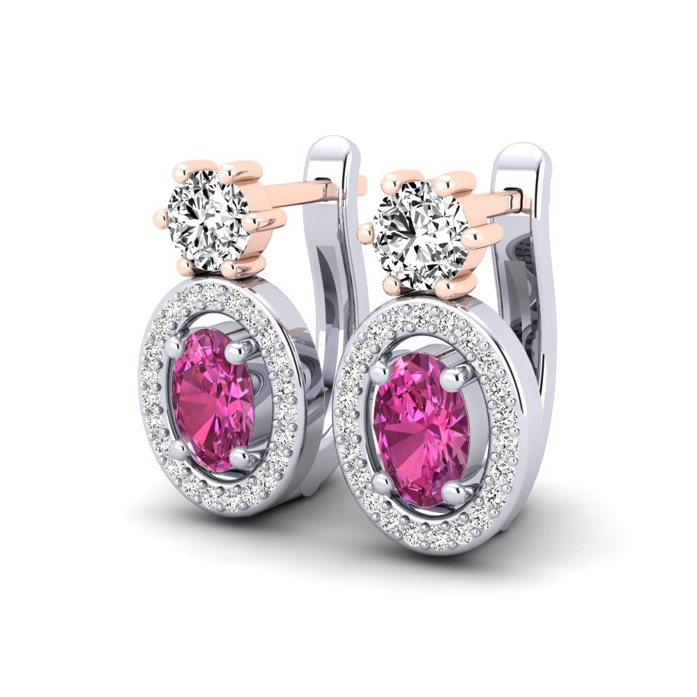 14k Oro Blanco & Rosa Topacio Rosa Pendiente de mujer Mimi