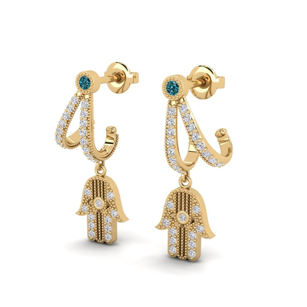 Diamant Bleu Boucle d'oreille femme Minakhor