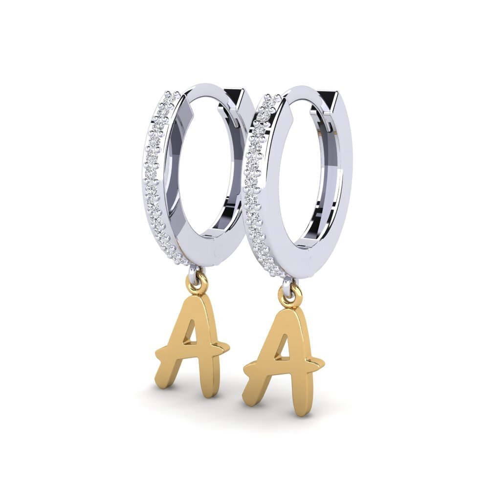 18k Oro Blanco & Amarillo Diamante Pendiente de mujer Mindi A