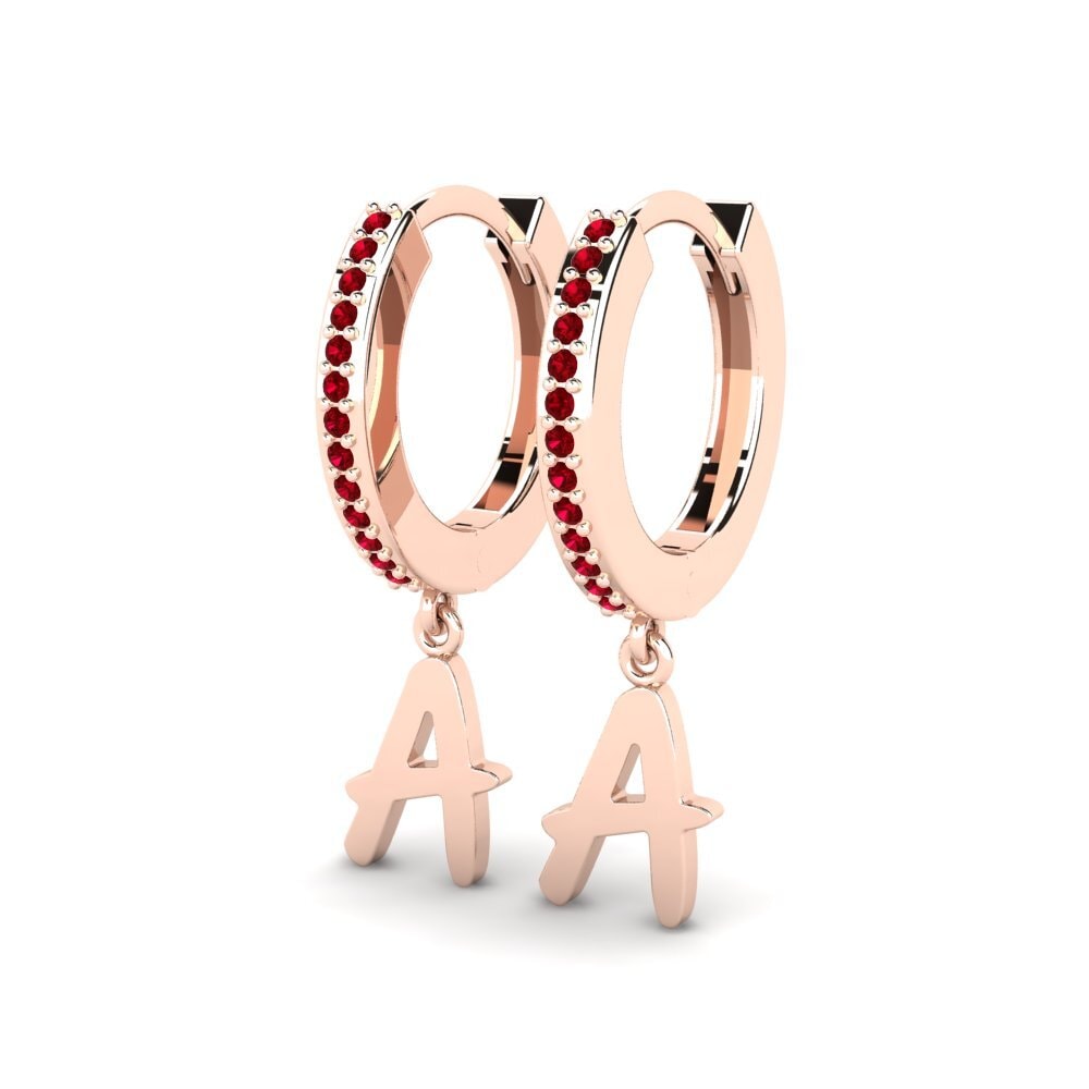 14k Oro Rosa Circonita Roja Pendiente de mujer Mindi A