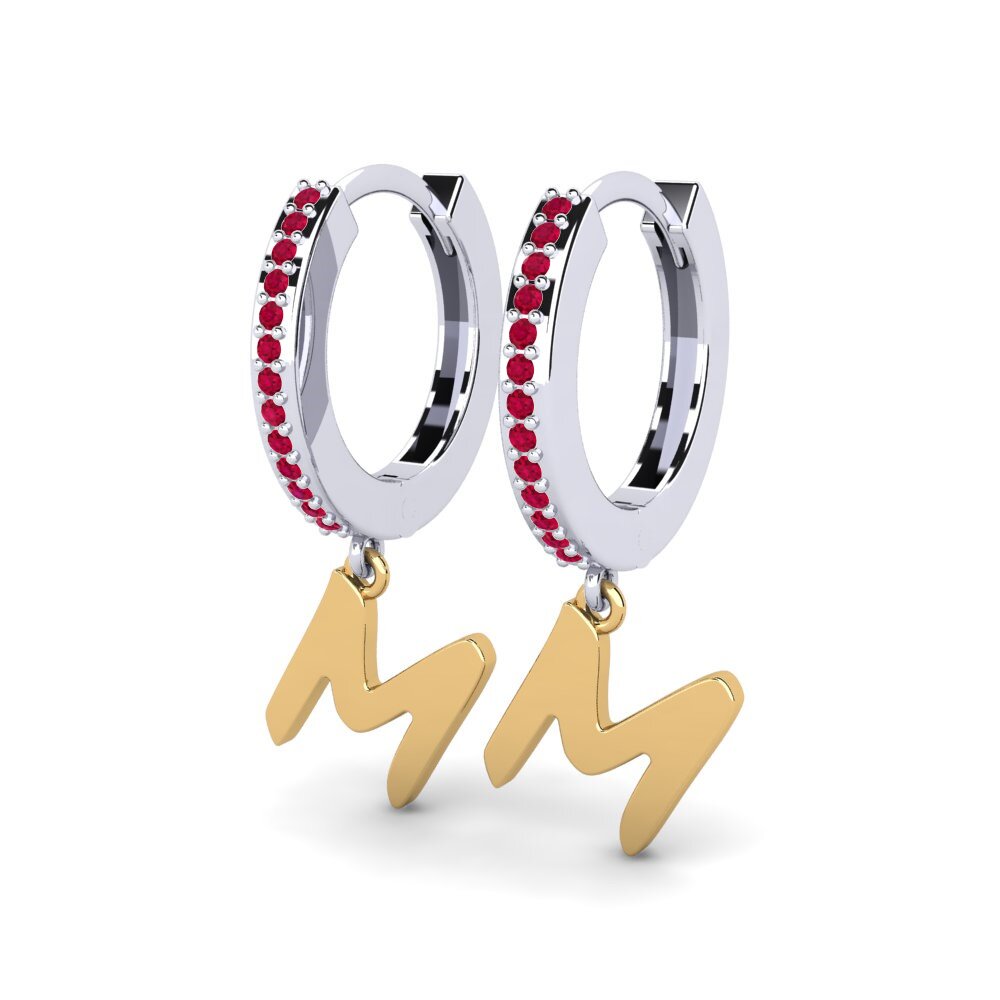 18k Oro Blanco & Amarillo Rubí Pendiente de mujer Mindi M