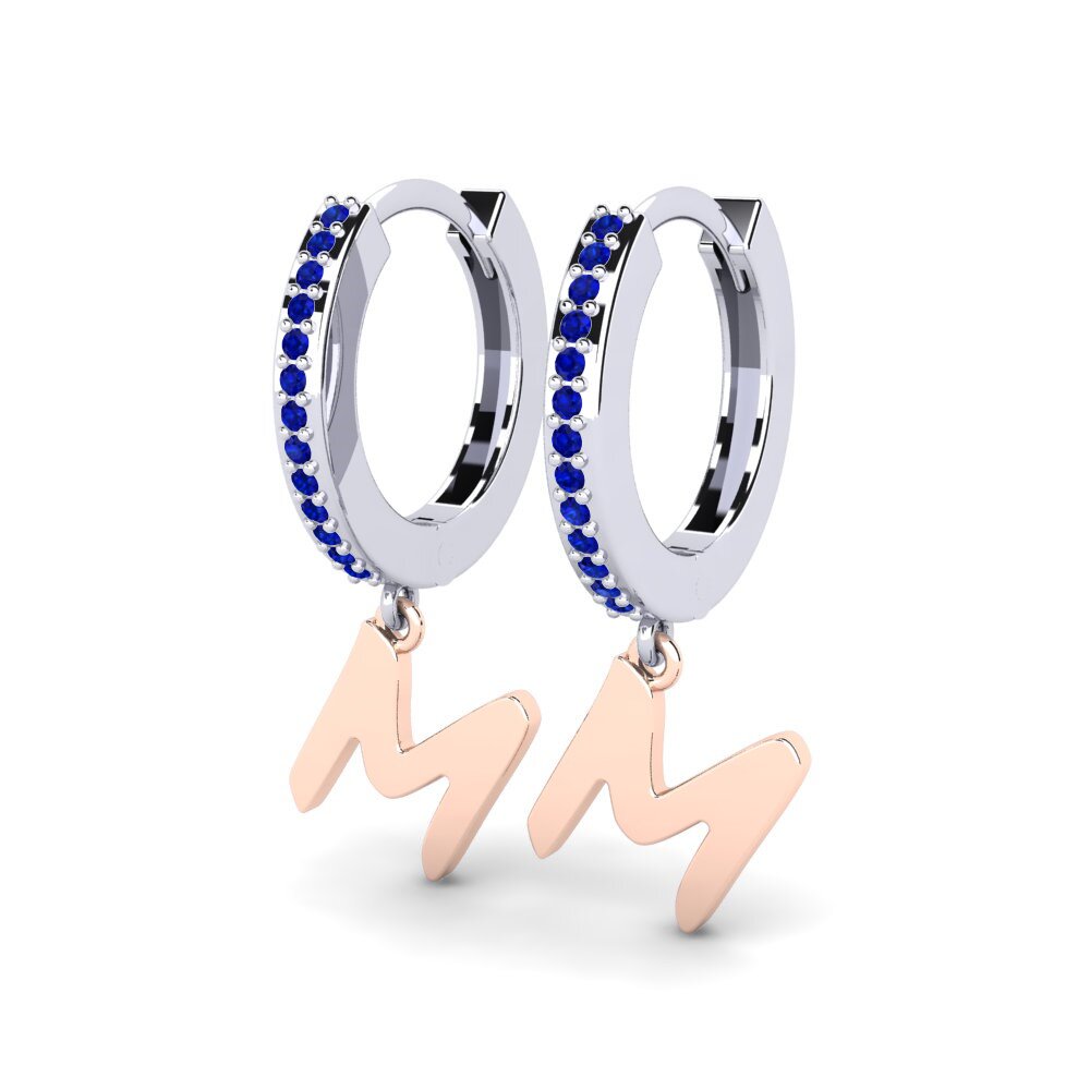 14k Oro Blanco & Rosa Zafiro Pendiente de mujer Mindi M