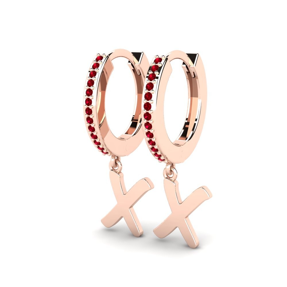 14k Oro Rosa Circonita Roja Pendiente de mujer Mindi X