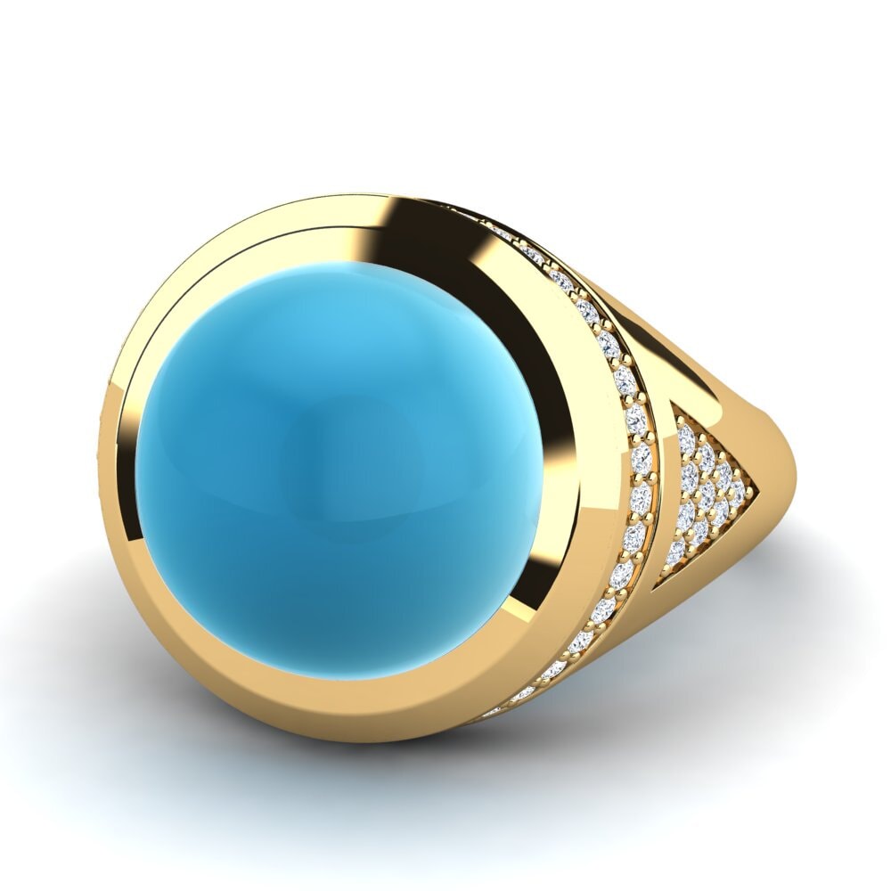 9k Oro Amarillo Topacio Azul Cabujón Anillo Mindra