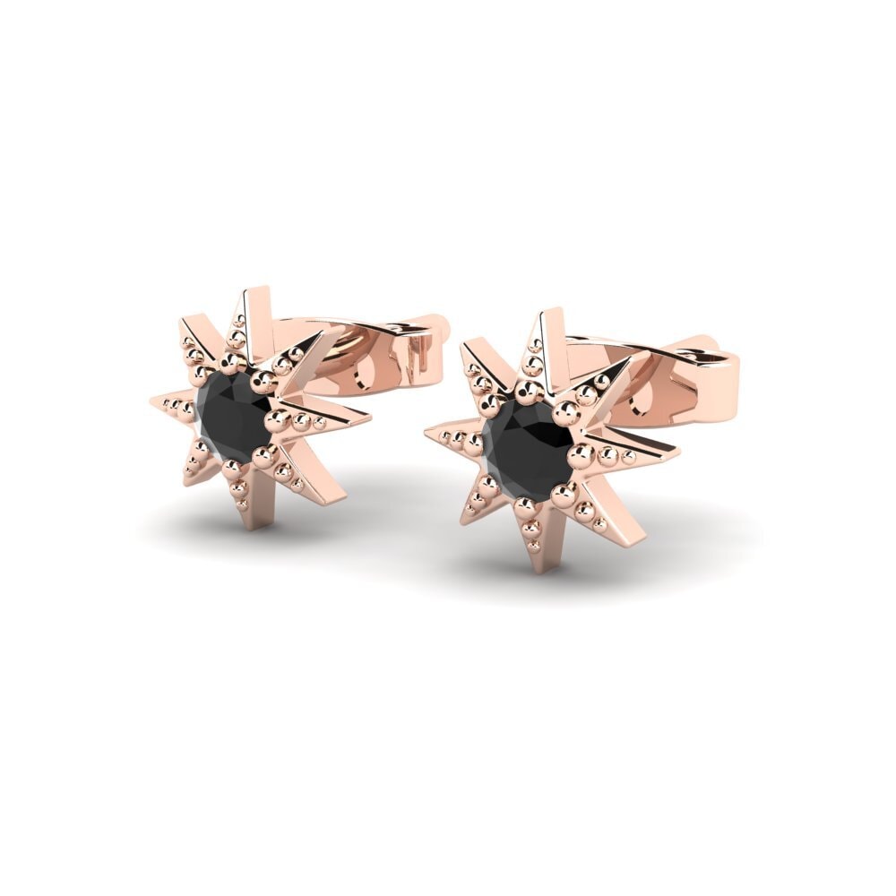 9k Oro Rosa Zafiro negro Pendiente de mujer Minuscolo