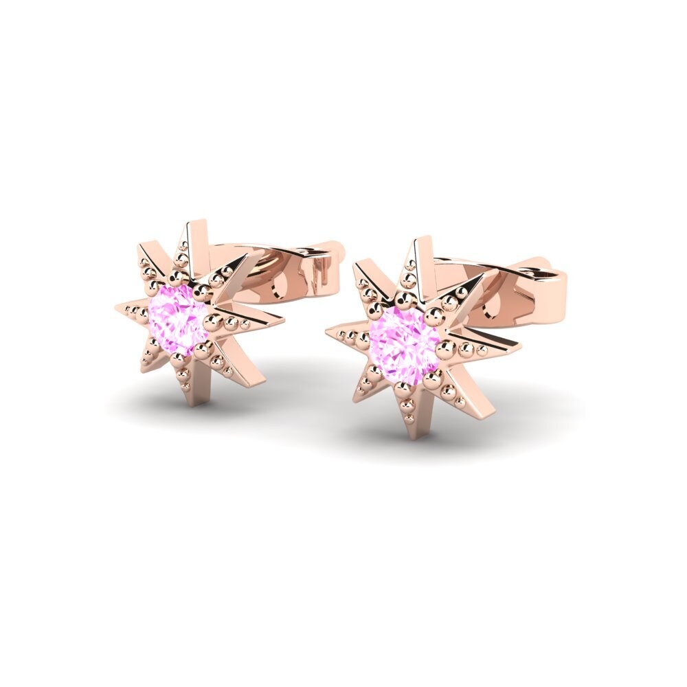 Oro Rosso 375 Zaffiro Rosa Orecchino da donna Minuscolo
