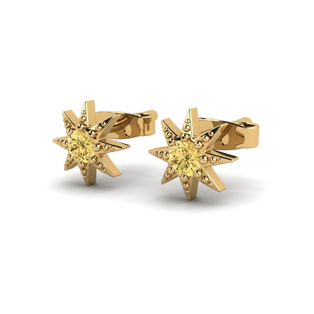 Oro Giallo 750 Diamante Giallo Orecchino da donna Minuscolo