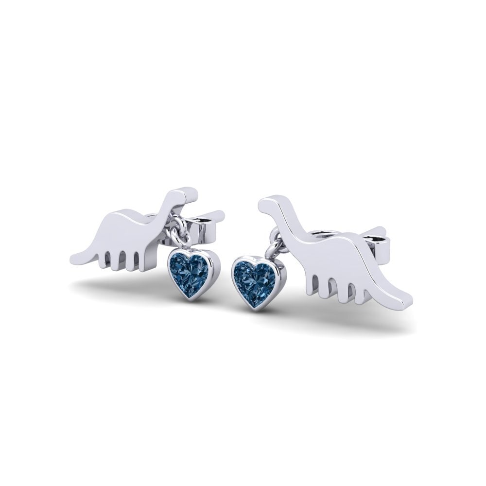 18k White Gold Blue Diamond Kid's Earring Miquel