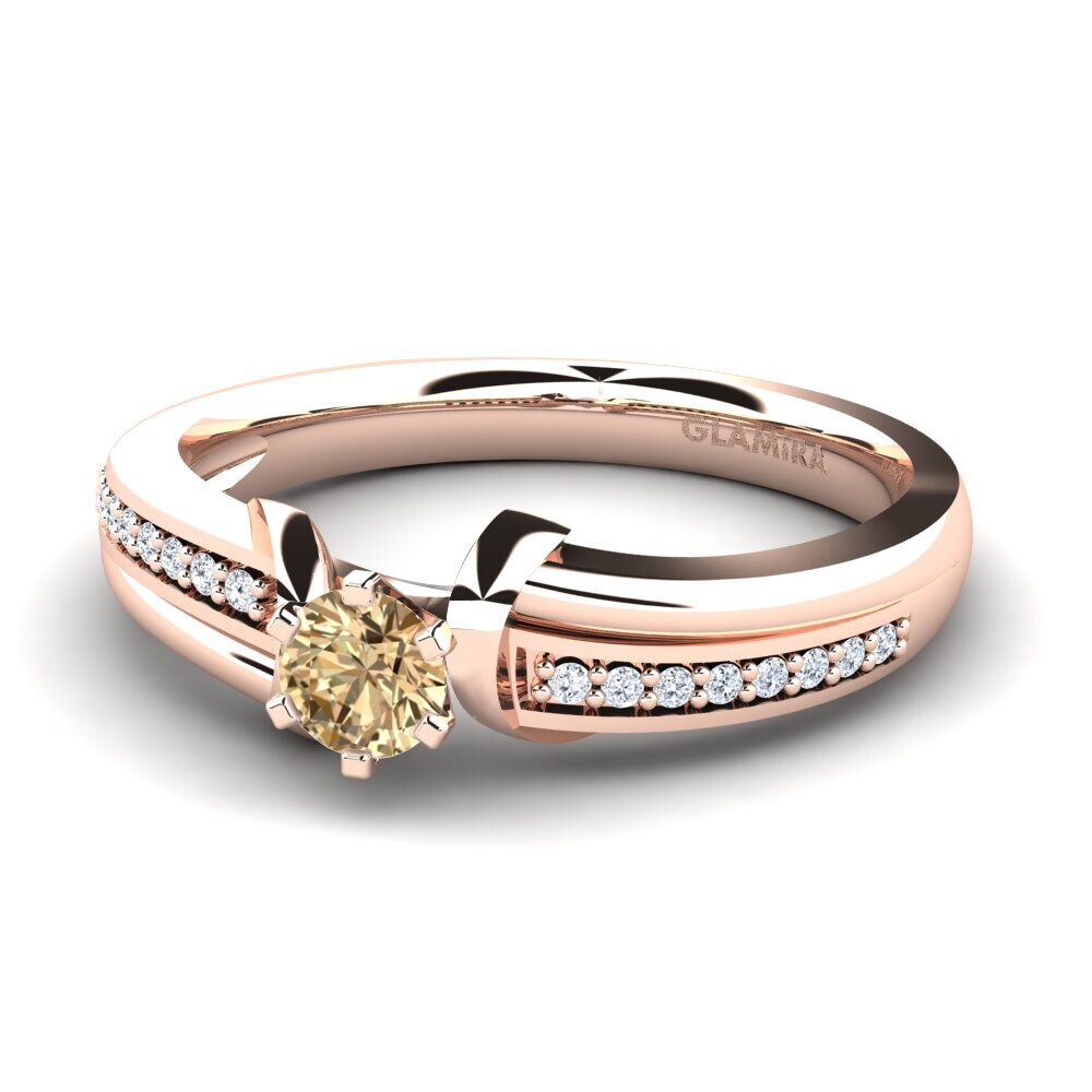 14k Oro Rosa Diamante café Anillo de compromiso Mirabella