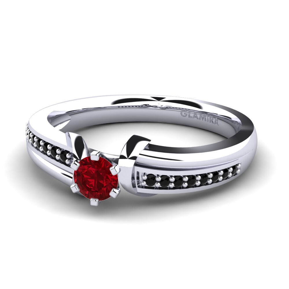 18k Oro Blanco Circonita Roja Anillo de compromiso Mirabella
