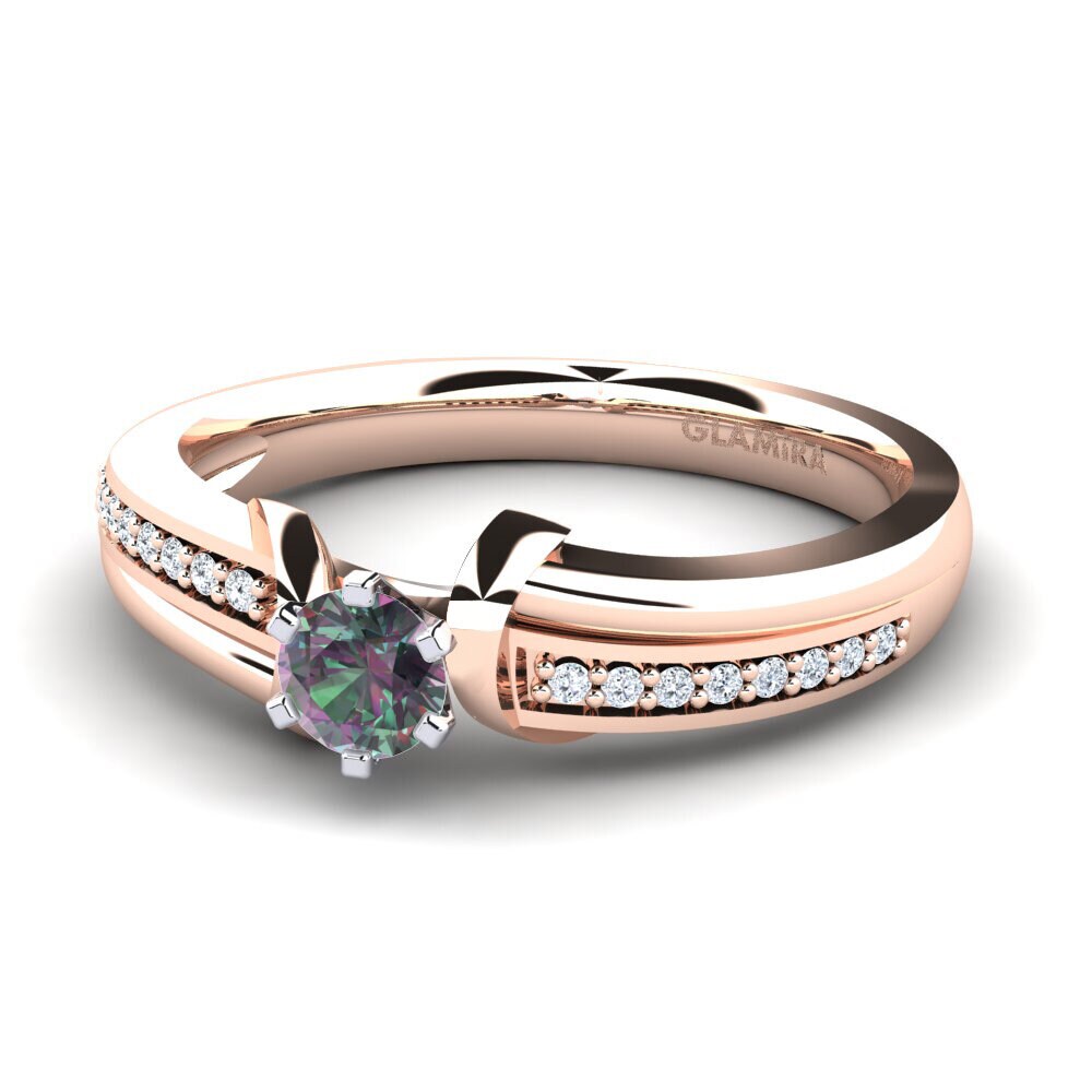 9ct Rose & White Gold Mystic Topaz Engagement Ring Mirabella
