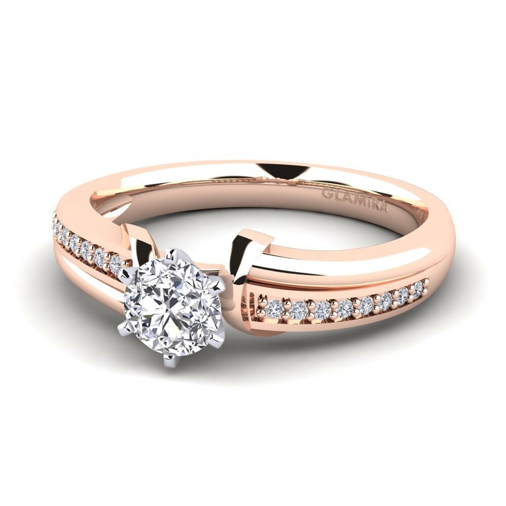 14k Rose & White Gold Engagement Ring Mirabella 0.5crt