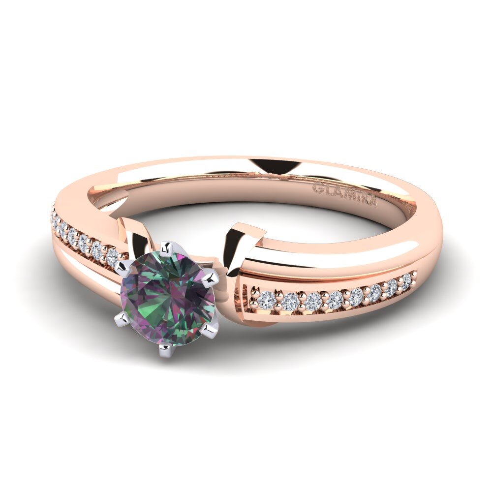 9ct Rose & White Gold Mystic Topaz Engagement Ring Mirabella 0.5 crt
