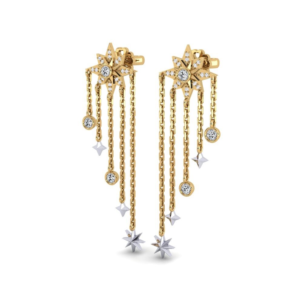 14k Oro Amarillo/Blanco Pendiente de mujer Miraceti