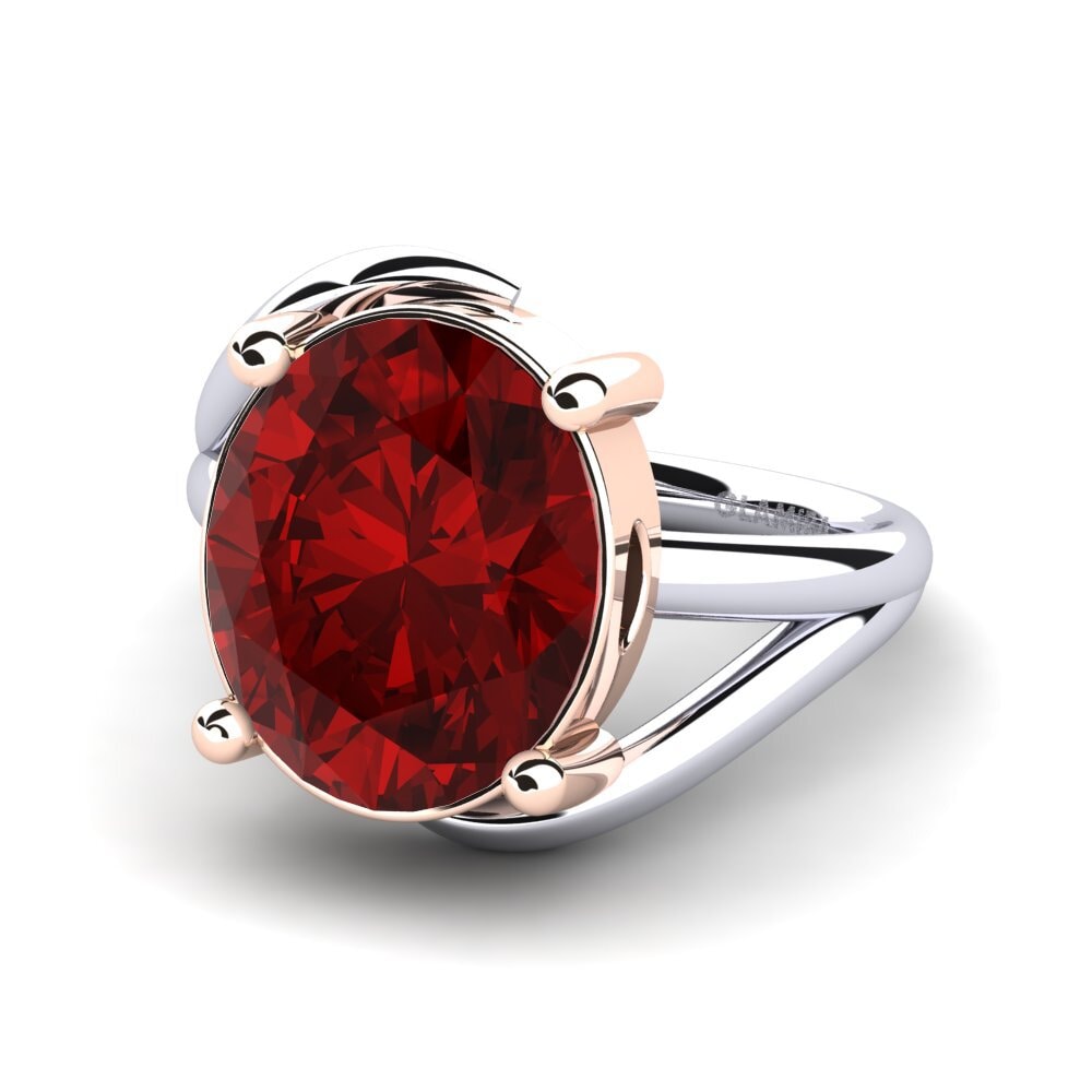 14k Oro Blanco & Rosa Rubí (Creado en laboratorio) Anillo Mirjana