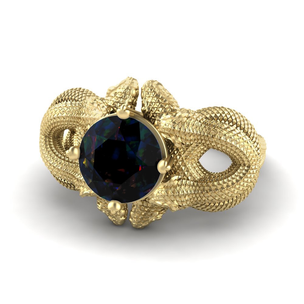 18k Oro Amarillo Opalo Negro Anillo de compromiso Mirna