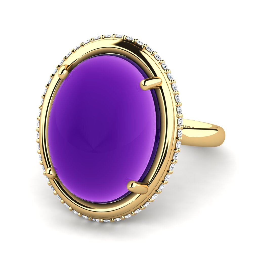 Cabochon Ametista Anel Mirshika
