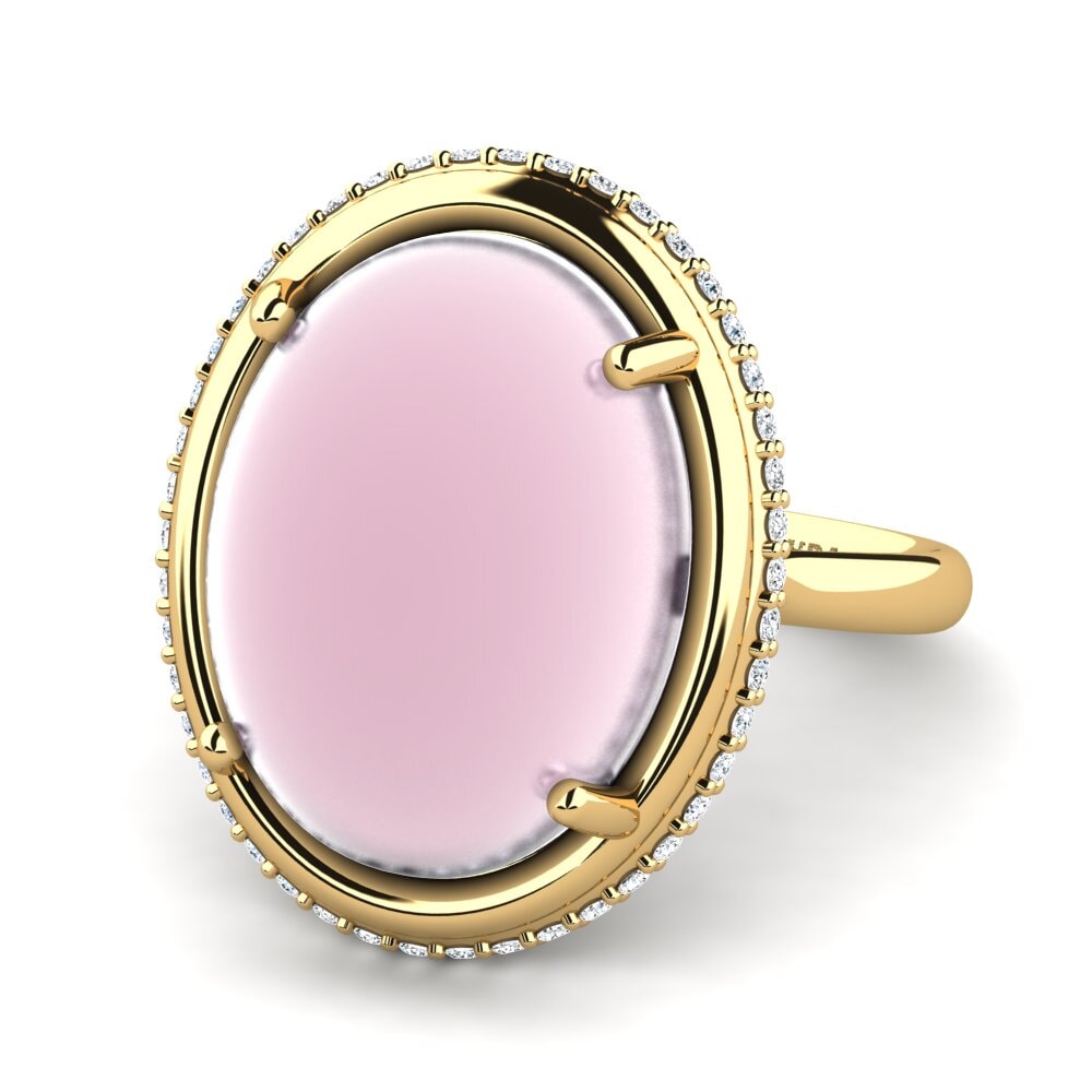 Cabochon Quartzo Rosa Anel Mirshika