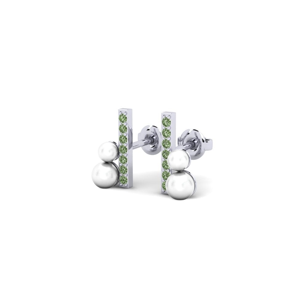 950 Platin Grüner Diamant Damen ohrring Miscela