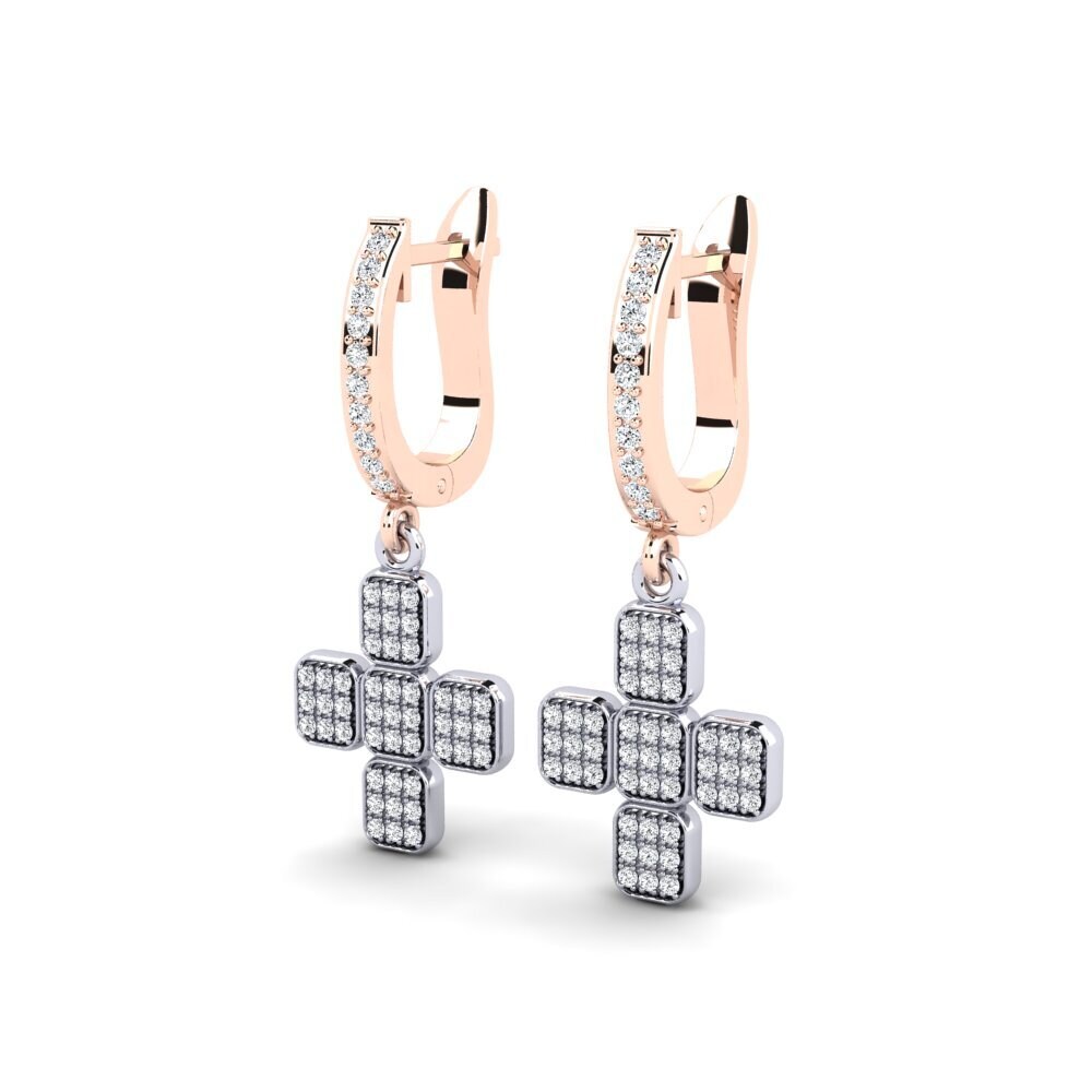 9k Oro Rosa & Blanco Pendiente de mujer Miscit
