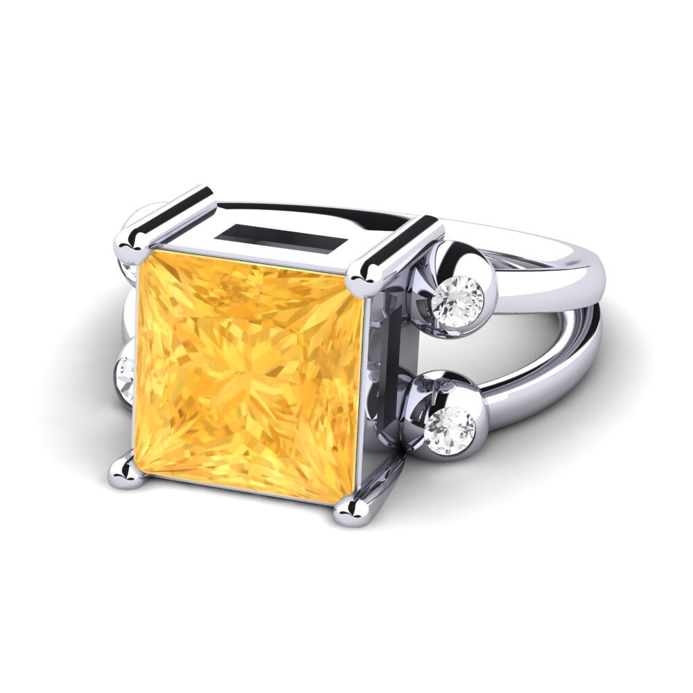 White Silver Citrine Ring Miskaela