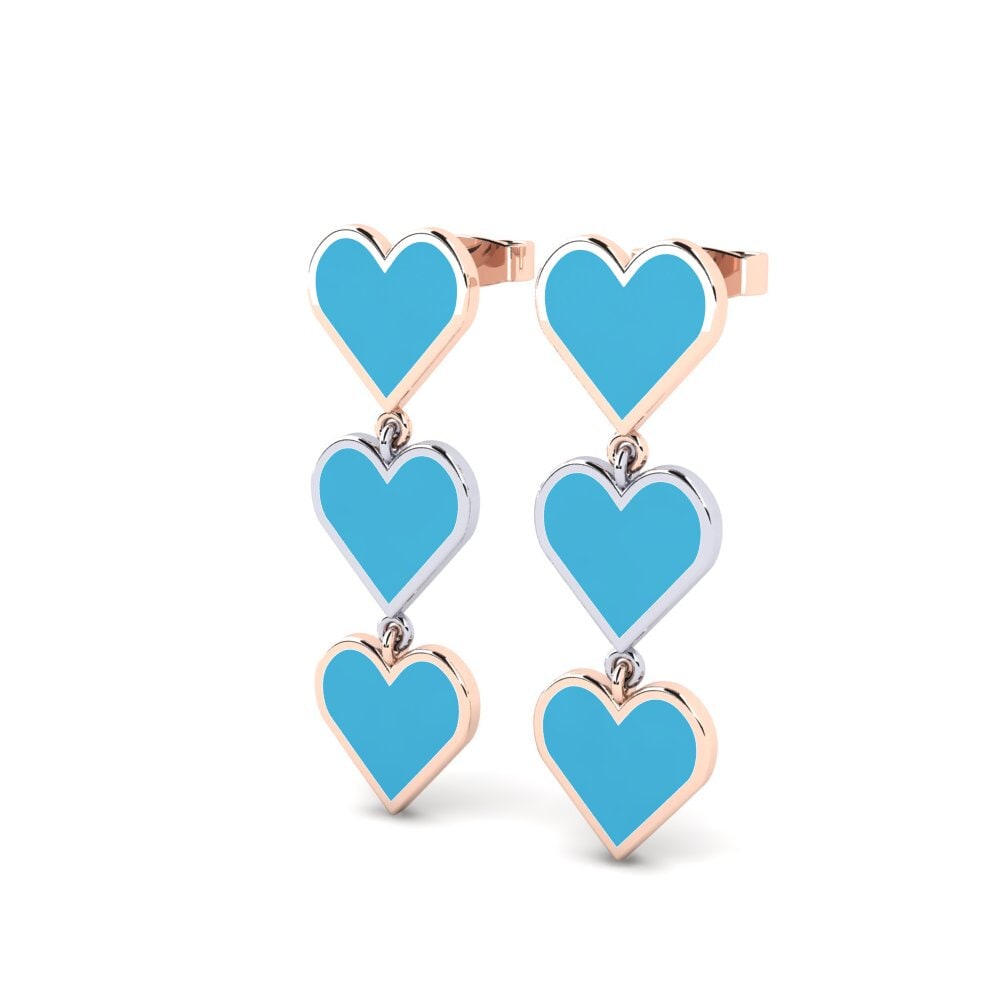 9k Oro Rosa/Blanco Pendientes Mistra
