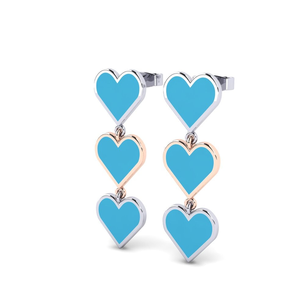 9k Oro Blanco / Rosa Pendientes Mistra