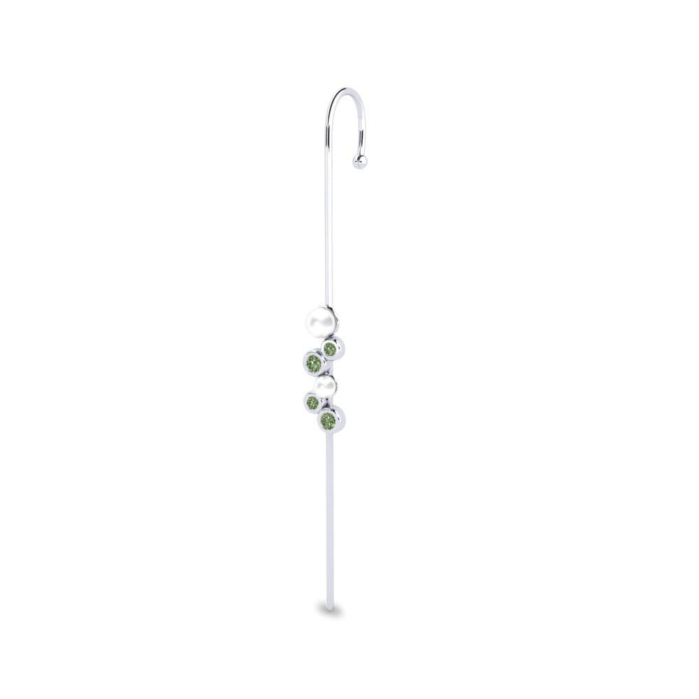 950 Platin Grüner Diamant Ohrpiercings Mistura