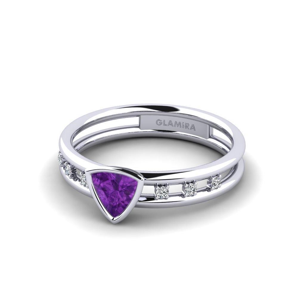 Trillion Amethyst Engagement Ring Mitzies