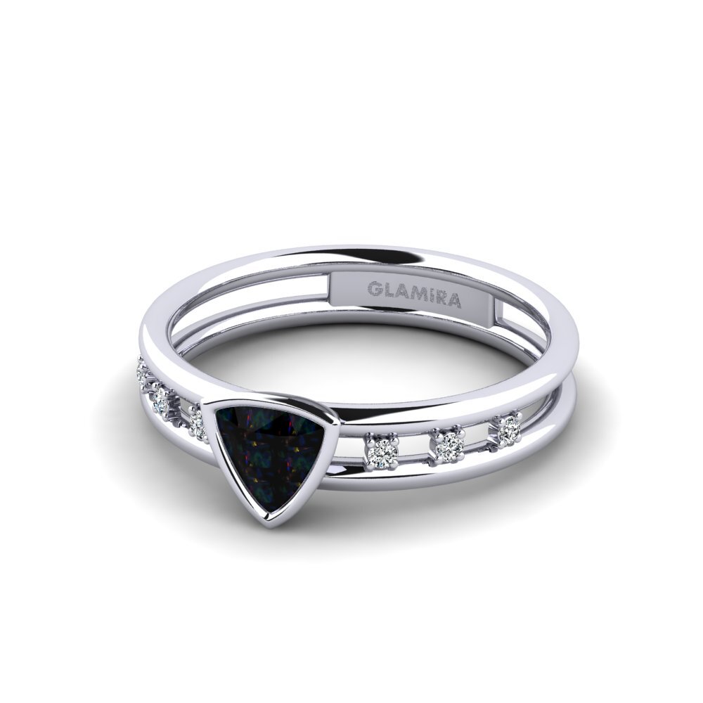 Trillion Black Opal Engagement Ring Mitzies